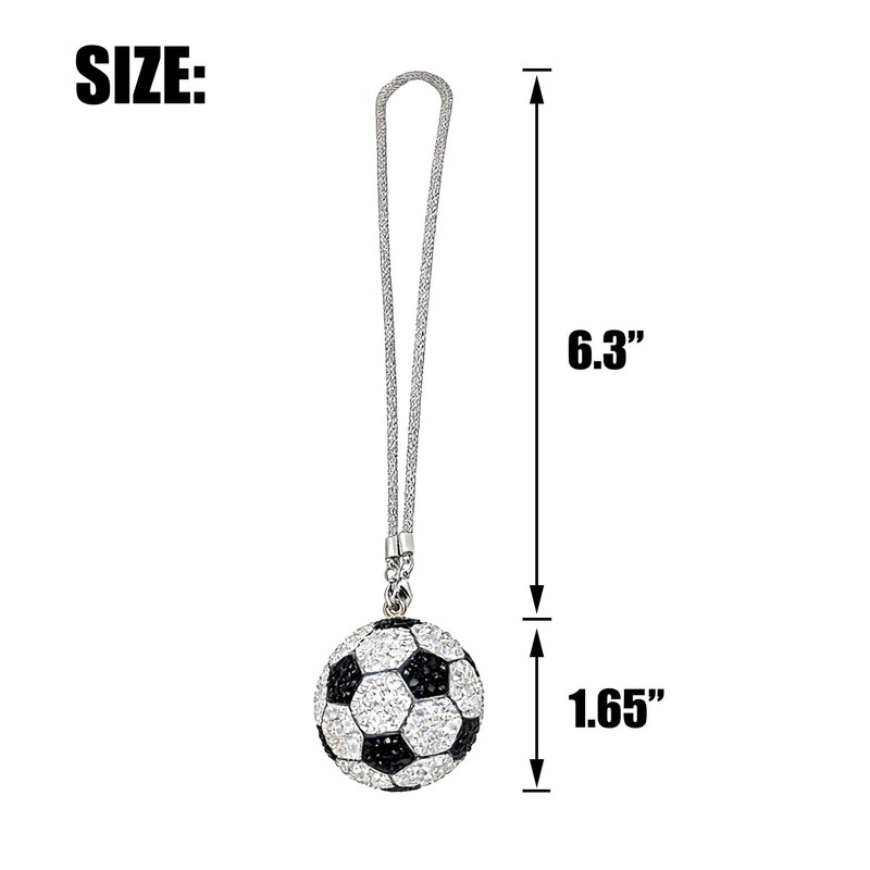 Bling Football Rear View Mirror Accessories, Cute Soccer Car Accessories