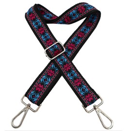 Crossbody Straps for Purses Silver Hardware Purse Strap Wide Shoulder Strap Adjustable Replacement,Retro Jacquard Embroidery for Shoulder Bags