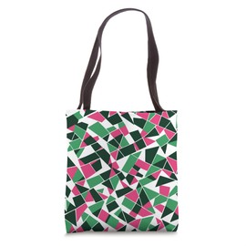 Geodesic Geometric Abstract Art 11 Pink Green Cut Out Tote Bag