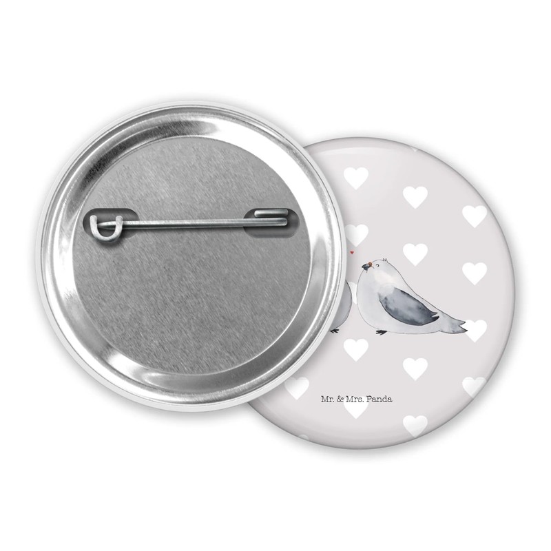 Mr. & Mrs. Panda 50mm Button Turteltauben Liebe - Geschenk,