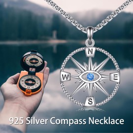 POPLYKE 925 Sterling Silver Evil Eye Necklace for Men Sun Necklace for Women Sun and Moon and Star Jewellery Gifts, Sterling Silver, No Gemstone