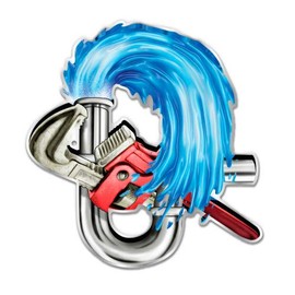 GT Graphics Plumber Pipes and Tools - 3" Vinyl Sticker - for Car Laptop I-Pad Phone Helmet Hard Hat - Waterproof Decal