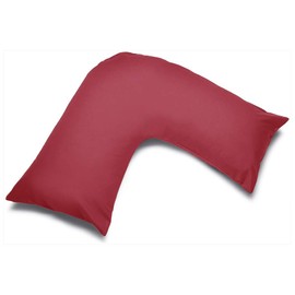 M Fabrics Poly-Cotton Plain Dyed V Pillowcase Cover - Easy Care, Machine Washable - Available in 25 Colours - V Shaped Pillow Case 81x38cm (Wine)