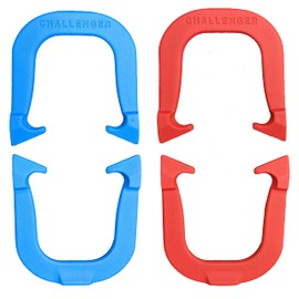 Challenger Professional Pitching Horseshoes- Made in The USA (Red & Blue- Two Pair Set (4 Shoes))