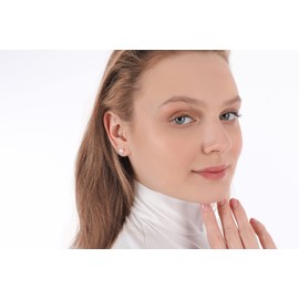 Pearl Stud Earrings Gold Silver 925 Natural White Freshwater Pearls 6-6.5 mm Super Glue Extremely Strong Hold Perfect Women Gift Real Pearl Earrings Women Pearl White