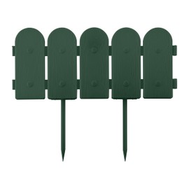 Evelyne Garden Border Edging: Wooden Fence Design - 16pcs Green Yard Landscaping Fence Liner Lawn Edge Barrier - 20ft Kit of Decorative Lawn Landscape Panels Elements -Landscaping Edging-GMT-10374-B16