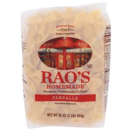 Rao's Homemade Farfalle Pasta, 16oz, Traditionally Crafted, Premium Quality, From Durum Semolina Flour, Imported from Italy, 1 Pound (Pack of 1)