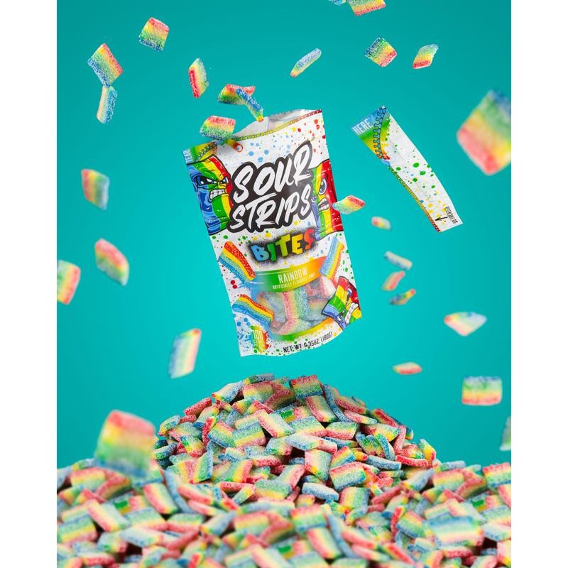 Sour Strips Bites-Four Pack - Flavor: Rainbow