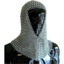 THITIKSHA - Vintage inside, antique outside Medieval Christmas Party Aluminum Butted Chainmail Coif Medieval Headwear Hood Cosplay Costume