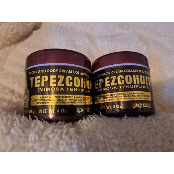 2pcs DEL INDIO PAPAGO Tepezcohuite Facial & Body Cream Collagen & Vitamin E 4oz