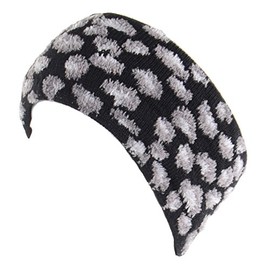 Be Your Own Style BYOS Winter Warm Cute Leopard Print Fleece Lined Knit Headband Head Wrap Ear Warmer(Black)