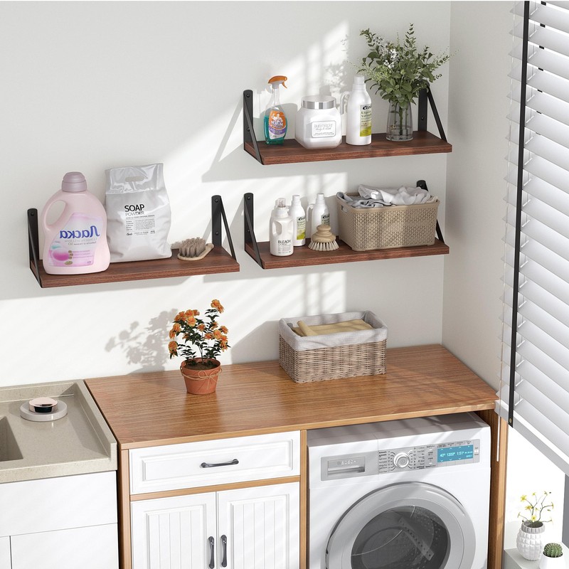 Heimlove Floating Shelves for Wall, 16 Inch Long Wood Floating