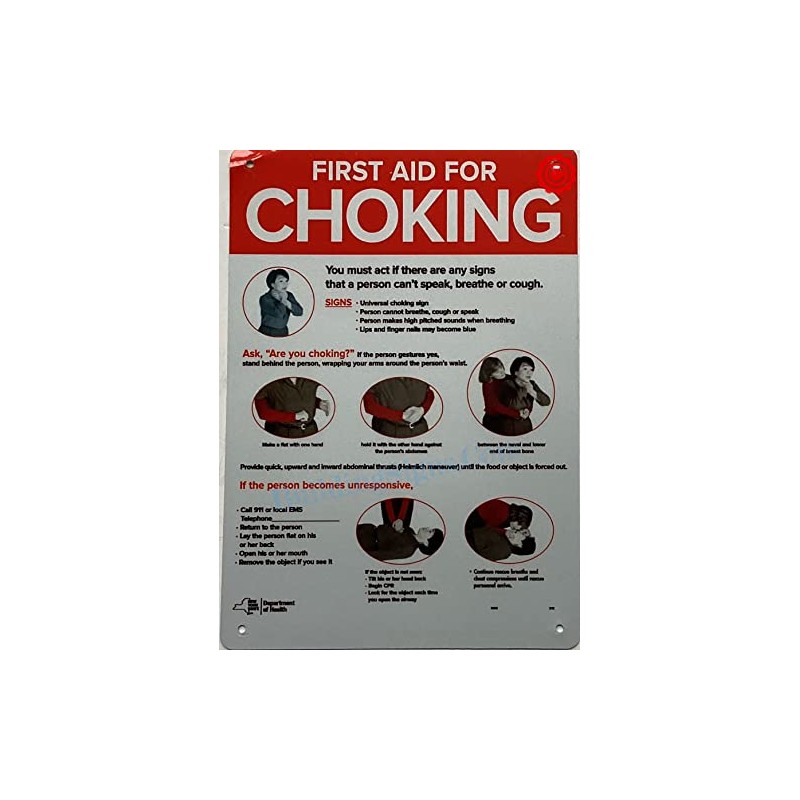 FIRST AID FOR CHOKING SIGN- Resturant choking sign (ALUMINIUM, REFLECTIVE.