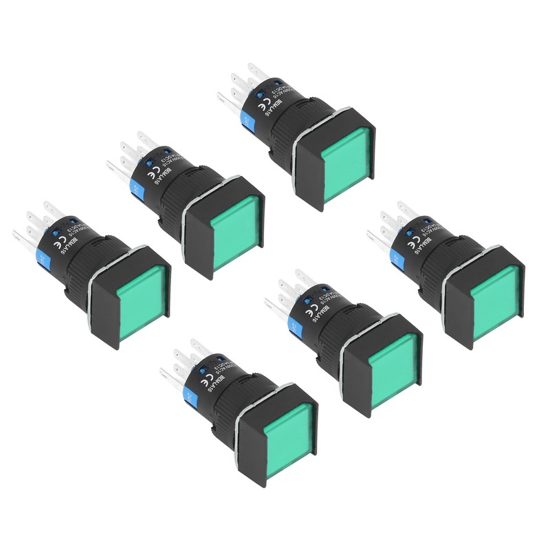 25PCS Push Button Switch with Light 16mm Square Self Locking