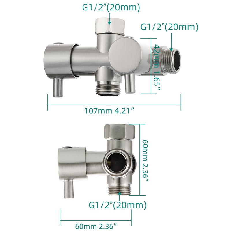 Tecmolog DSF014 2-Way Diverter Valve G 1/2 Brass Shut-Off Valve