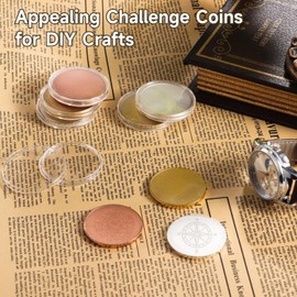 Homaisson 12 Pieces Blank Challenge Coin Threaded Edged 40mm with Acrylic Protection Box Laser Engravable Pattern for DIY Crafts Birthday Travel Commemorative Collection