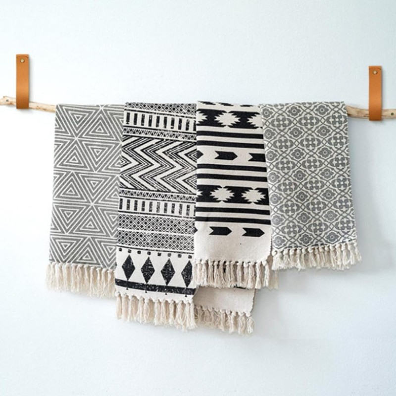 Angoily Curtain Rod Leather Strap Holder, 4 PCS Brown Leather