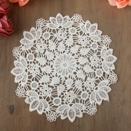 White Vintage Crochet Doilies 6 Inches Round Cotton Handmade Lace Placemats Doilies For Tables Kitchen Dining Room Party Wedding Birthday Dressers Decoration (Hydrangea)