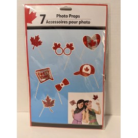 Canada Day Photo Booth Selfie Props 7-Piece! Canadian Party Supplies Red & White Swag