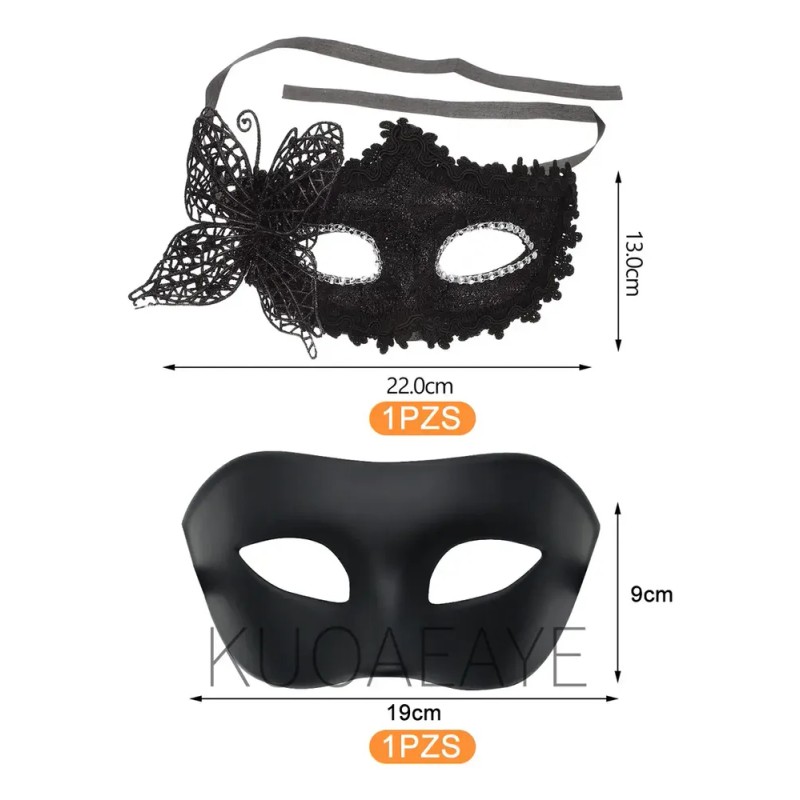 Pack de 2 Antifaces de Mariposa para Pareja, de Plástico,