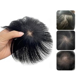 Men's Wig, Natural Look, 100% Human Hair Partial Wig, Men's Wig, Daily Use, Cosplay, Medical Point Wig, Gray Hair, Thin Hair, Hidden Whorl, Bald, Crown Wig, Hair Enhancement Point Wig, Partial Wig Top