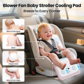 Baby Stroller Cooling Pad,Car Seat Cooler with 2 Built-in Blower Fan| 10h maxRuntime & 10000mAh Battery | 3-Speed Adjustable & Breathable 3D Mesh, Carseat Cushion,Baby Essentials in Summer