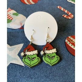 Handmade Grinch Christmas Earrings With Sterling Silver Hooks