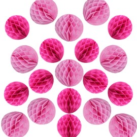 YLY's love Paper Honeycomb Ball Decoration Pack of 20 10 cm 15 cm Honeycomb Balls Pompom Decoration for Hanging Decoration for Birthday Wedding Party Bridal Showers Home Decoration (10 cm, 15 cm, Pink