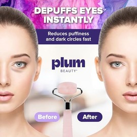 Plum Beauty Mini rodillo de cuarzo rosa, rodillo facial, herramientas faciales Gua Sha | Mini Rollers for Face, Skin Care Kit for Men Women, Guasha To