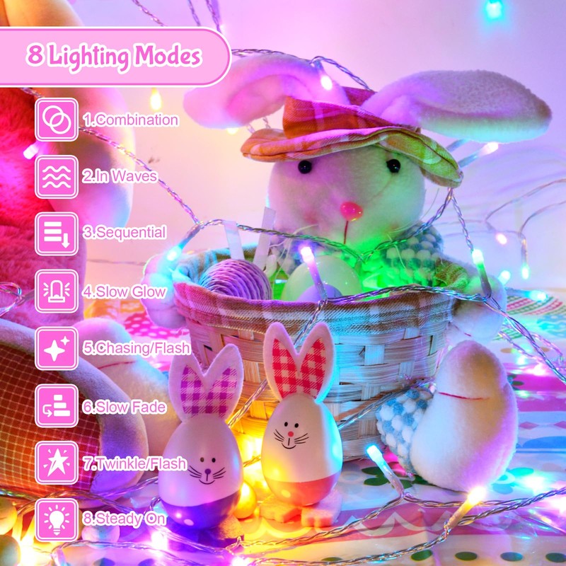 cshare Easter String Lights, Pastel Easter Lights Plug in with