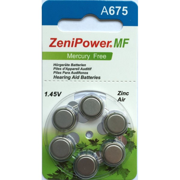 ZeniPower Mercury Free Hearing Aid Batteries Size 675 (60 Batteries)