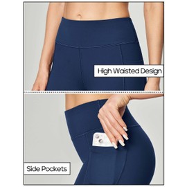 Heathyoga Women Bootcut High Waist Yoga Pants with Pockets, Darkblue, Small