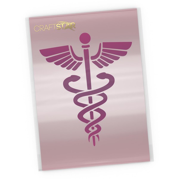Medical Staff Craft Stencil - Small Caduceus Medicine Snake Symbol