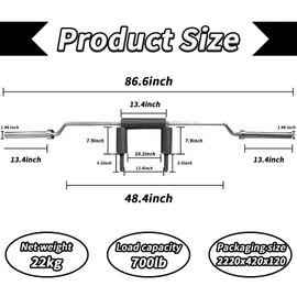 Fitness Safety Squat Bar 700LB,Safety Squat Barbell With 2 Xbarbell Clips,Neck & Shoulder Pad,Weight Squat Bar Fits 2" Olympic Plates(Without Weights) (Sliver 700lbs)