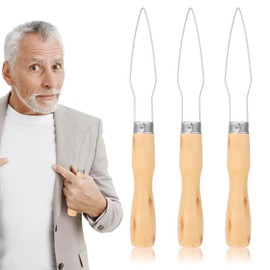 Nogeqi 3 Pack Button Hook for Seniors with Wooden Handle, Button Helper Tool for Elderly and Limited Dexterity, Ideal Buttons Assist Tool for Shirts Coats Dresses