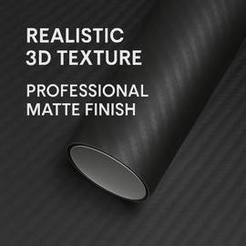 RockRose 3D Matte 3D Black Carbon Fiber Vinyl Wrap, Anti-Wrinkle, Air Release Automotive Bubble Wrap, Self Adhesive Car Vinyl Sticker DIY Decals 3FT x 5FT