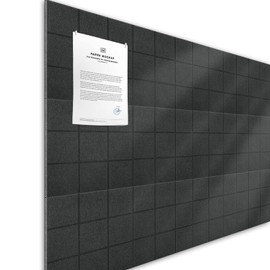 Large Cork Board for Office Alternative 48"X36" -12 Pack Felt Wall Tiles with Adhesive Tabs Bulletin Boards for Walls Pin Board Felt Board Corkboard for Office (Black)