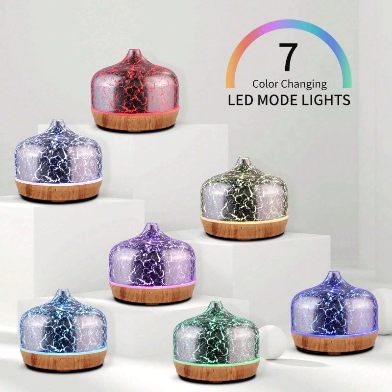 Porseme 500ml 3D Glass Oil Diffuser - Auto Shut -