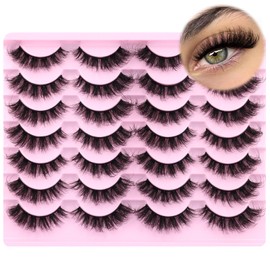 Mink Lashes Fluffy Cat Eye Thick zanlufly False Eyelashes Natural Curly Fake Eyelashes 18MM Full 8D Volume Lashes Pack 14 Pairs