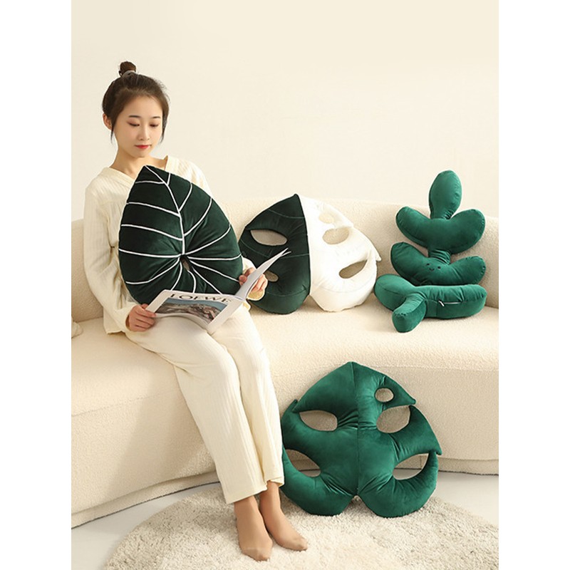 Turtle Back Bamboo Sofa Pillow Cushion Leaf Shaped Throw Pillow