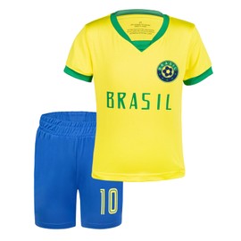 Cnins Brazil Soccer Gear 4T | Breathable Kids Uniform | Training Clothes for Football Enthusiasts (BZNE-CN,4T)