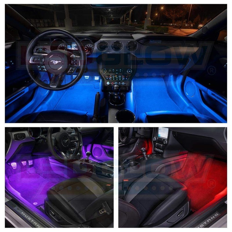 LEDGlow 4pc Bluetooth Multi-Color LED Interior Footwell Underdash Neon Lighting