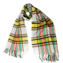 KGM Accessories Super soft Scottish Tartan cashmere plaid scarf - Tartan Scarves for Men Women (Beige Tartan)