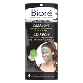 Bioré® Self Heating One Minute Mask, with Natural Charcoal, for Oily Skin, 4-count (7 g each)