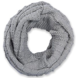 styleBREAKER knitted loop scarf checkered, plain fine-knit snood, winter knitted scarf, unisex 01018154, Colour:Light-Grey
