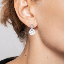 Alphm S925 Sterling Silver Dangle Drop Stud Hoop Earrings for Women Teen Evil Eye Moon Music Star Ankh Horse Tree Heart Circle Cow Jewelry Gift, Sterling Silver, Cubic Zirconia, white