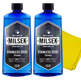 Milsek Stainless Steel Cleaner - Multipurpose Cleaning Supplies for Home and Kitchen Appliances, Sink, Stovetop, Dishwasher, Microwaves and Refrigerators - 12 Fl Oz (Pack of 2) with Microfiber Towel