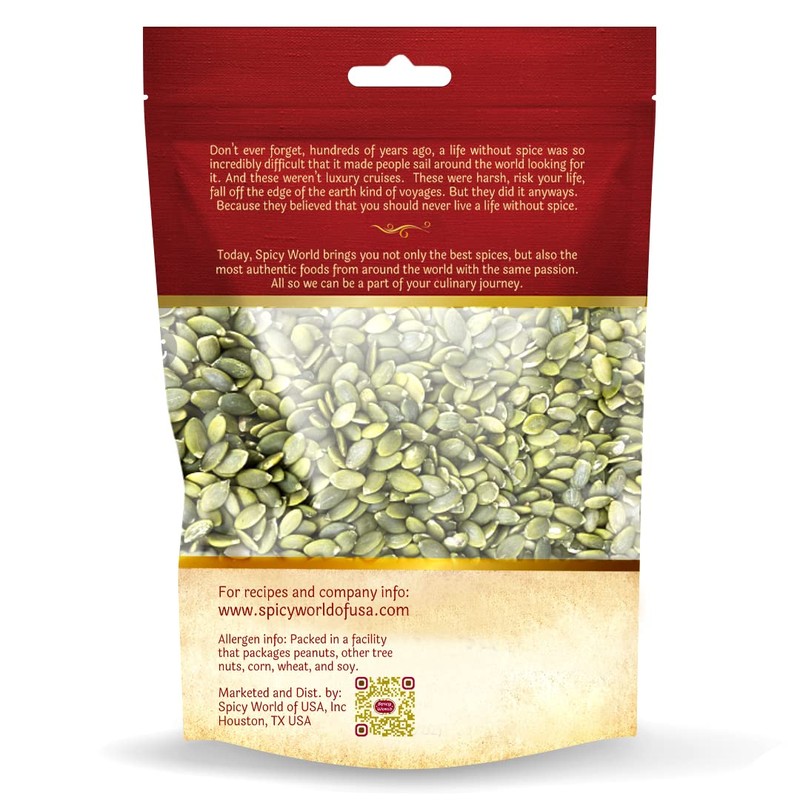 Spicy World Raw Pumpkin Seeds 5 LB Bag - Shelled,