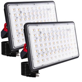 200W LED Flood Lights Outdoor, 3000K Warm White Plug in Flood Light, 20000LM Super Bright Security Lights Work Light, IP66 Waterproof Floodlight for Basketball Court, Yard, Garden, Playground, 2 Pack