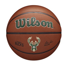 Wilson Basketball, Team Alliance Model, MILWAUKEE BUCKS, Indoor/Outdoor, Mixed Leather, Size: 7